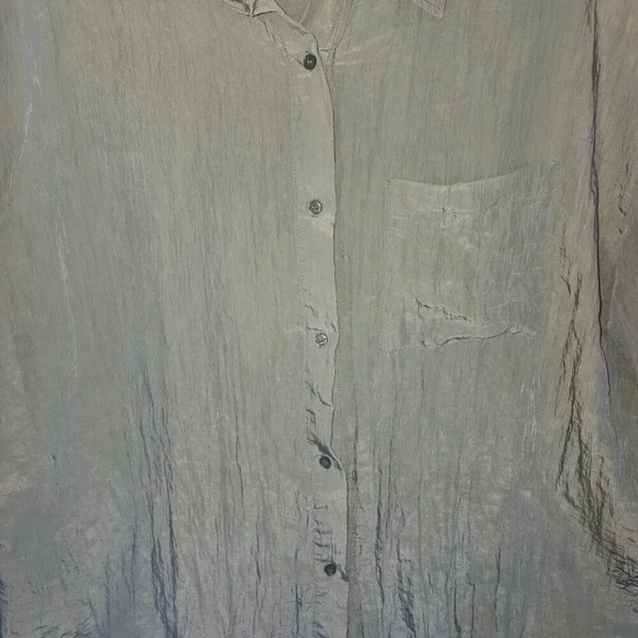 House Of Harlow 1960 Button Down Top Sage Green Collared Long Sleeve Size Large - Picture 8 of 8